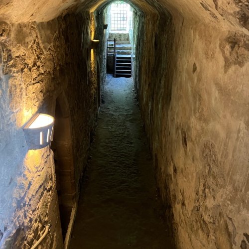 Huntly Castle - a long corridor in the basement