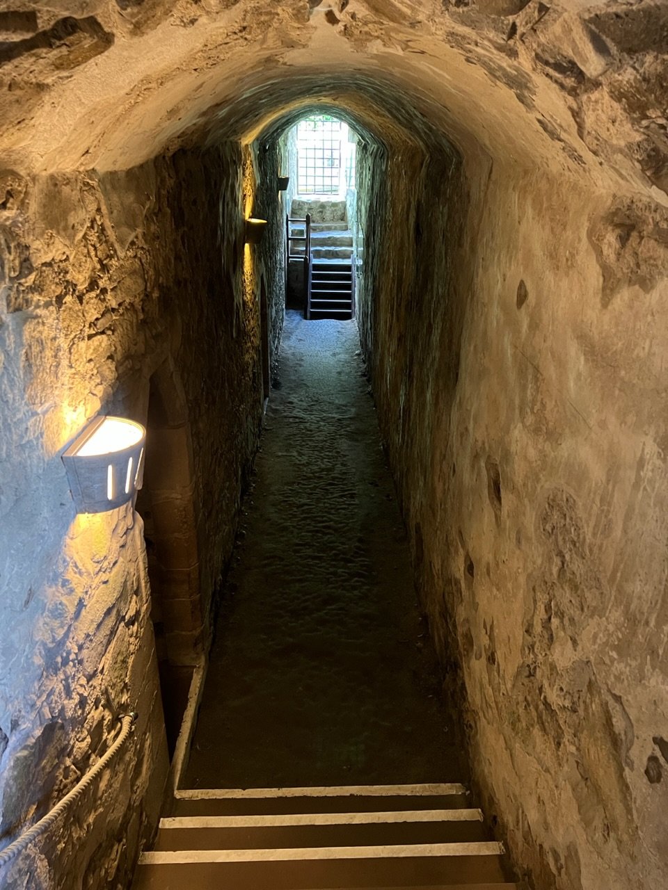 Huntly Castle - a long corridor in the basement